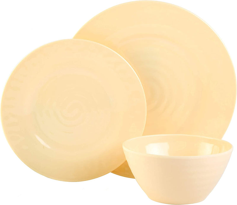 Gibson Home Brist Melamine Plastic Dinnerware Set, Service for Four (12Pcs), Pastels