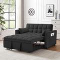 55'' Convertible Sleeper Sofa Bed, 3 in 1 Velvet Pull Out Couch Bed with Adjustable Backrest, 2 Lumbar Pillows & 2 Side Pockets, Futon Loveseat Sofa for Living Room Apartment Office (Gray)