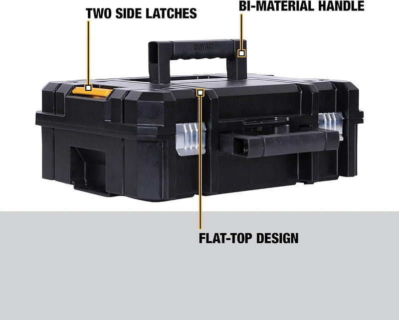 DEWALT TSTAK II Tool Box, 13 Inch, Flat Top, Holds up to 66 Lbs, Flexible Platforms for Stacking (DWST17807)