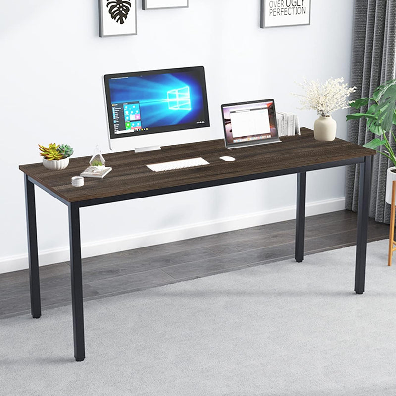 Dlandhome Large Computer Desk Office Desk 63 Inch, Modern Simple Workstation Business Furniture for Home Office, Retro Black