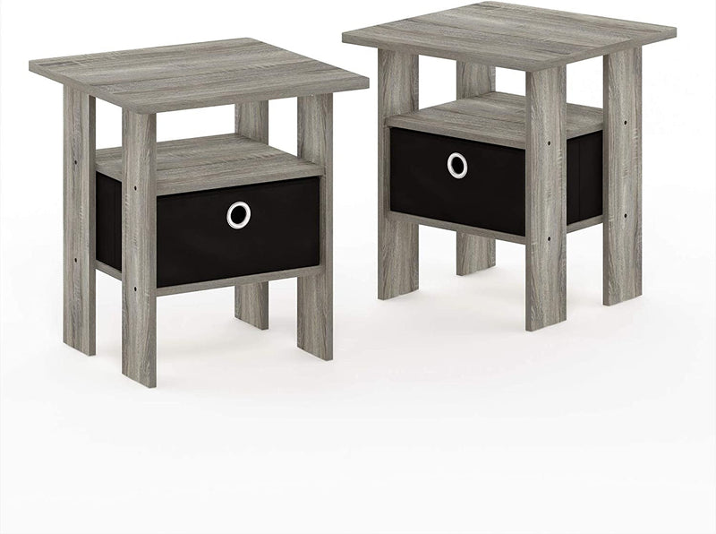 Furinno Econ Computer Desk and End Tables Set (French Oak Grey)