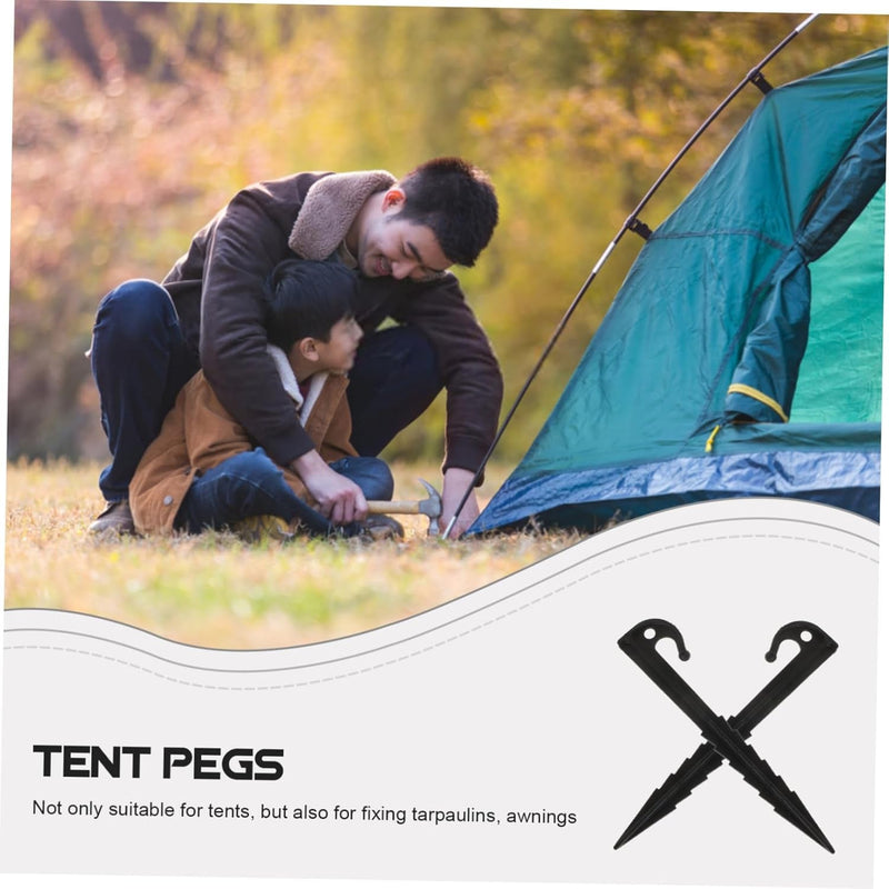 10Pcs Tent Pegs Tents Fixing Stakes Tent Stakes Tent Camping Accessories Tent Ground Pegs Tent Fixing Ground Stakes Tarp Stakes Camping Ground Nails Tent Accessories Plastic Black