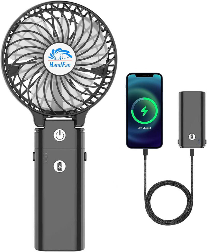 Handfan 2024 New 5200Mah Mini Handheld Fan, 5-20 Working Hours Personal Fans, 3 Speeds Strong Airflow USB Small Desk Fan with Portable Rechargeable Foldable Feature, Gifts for Women/Mom/Her/Girl-Blue