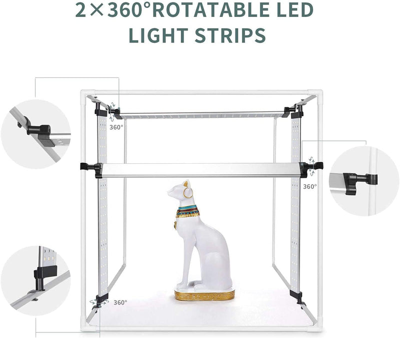 FOSITAN Photo Box, Photo Light Studio Box 35"/90Cm 126 LED Light Photo Shooting Tent Table Top Photography Lighting Kit with 4 Background Paper and CRI95+ for Photography