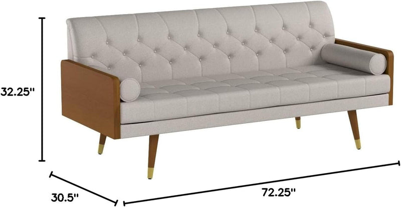 Christopher Knight Home Aidan Mid Century Modern Tufted Fabric Sofa, Beige