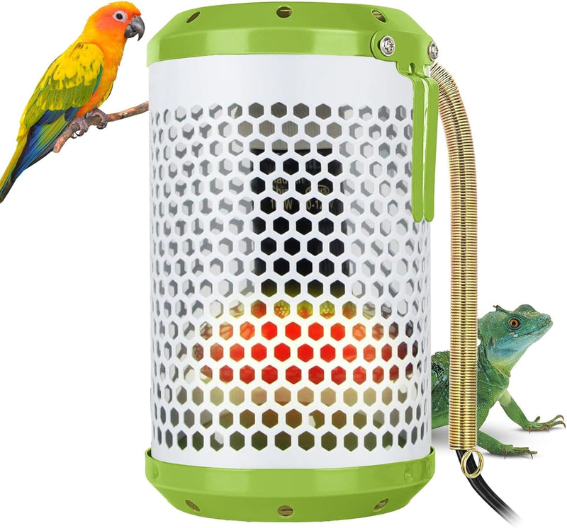 Bird Cage Heater - 75W Reptile Heat Lamp with Shade No Harm No Light Ceramic Bird Heat Lamp Pet Heater for Parakeets Parrots Chameleon, Snakes, Lizards, Chicks, Amphibian Bird Supplies