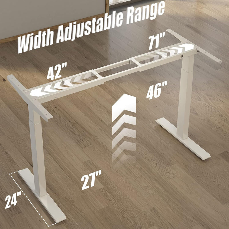 Dual Motor Standing Desk Frame, Electric Adjustable Standing Desk Legs for Office Home (White Frame + Motors + Control Panel)