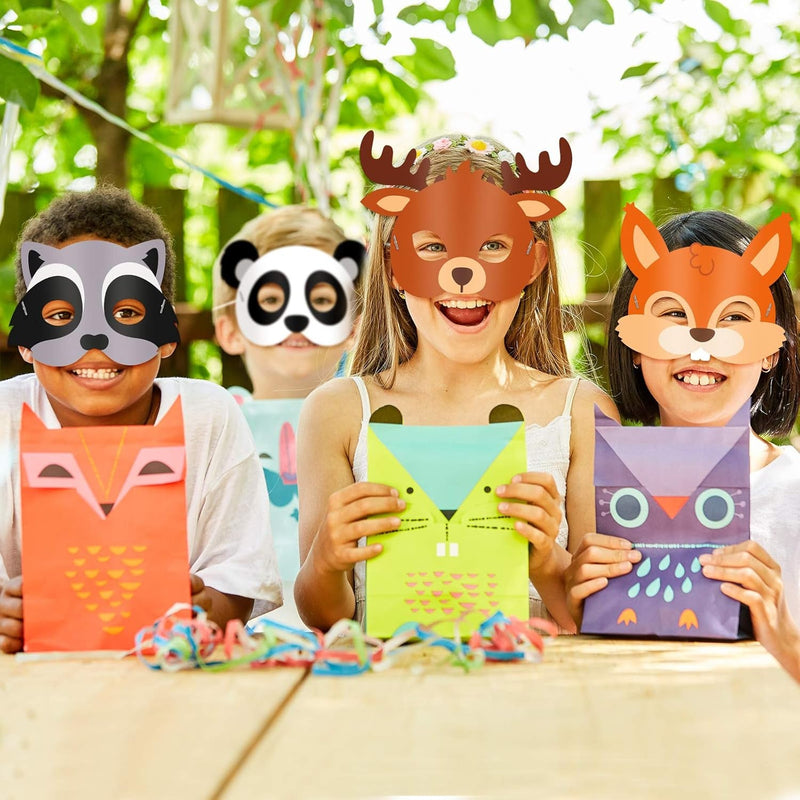 Blulu 12 Piece Kids Animal Masks Forest Friends Animals Cartoon Masks Jungle Woodland Animals Theme Costume Party for Animal Birthday Party Halloween Masks Dress-Up Party Favors Decoration Supplies