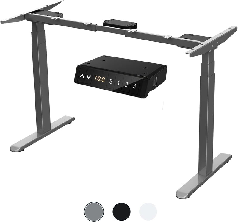 AIMEZ0 Dual Motor Sit Stand Desk Adjustable Electric Standing Desk Frame with LCD Touch Screen Adjustable Height 27.4-45.6 Inches for Home & Office Table (Frame Only) Gray