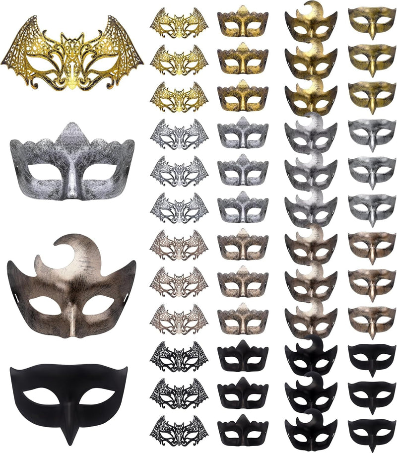 FEQO 48 Pieces Masquerade Masks Vintage Antique Masks Venetian Masks