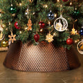 FORUP Metal Christmas Tree Collar, 27.6" Christmas Tree Ring, Christmas Tree Skirt Base Stand Protection from Pets, Tree Base Cover for Christmas Tree Decorations (Bronze)