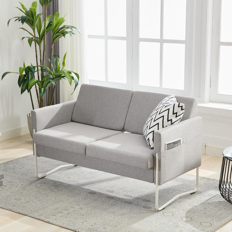 51” Comfy Couch Sofa with 2 USB Ports, Small Couches for Small Spaces, Mini Couch for Bedroom Teens with Steel Frame