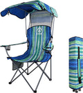 Canopy Chair Folding Camping Recliner Support with Carrying Bag, Blue