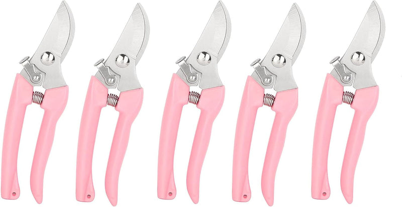 Garden Flower Shears Pruning Shears 6.9 Inches Scissors Heavy Duty Plant Scissors for Cutting Flowers, Trimming Plants, Bonsai, Fruits Picking (Pink Handle)