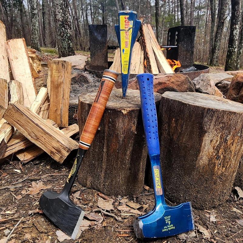 ESTWING Special Edition Fireside Friend - Leather 14" Wood Splitting Maul with Forged Steel Construction & Genuine Leather Grip