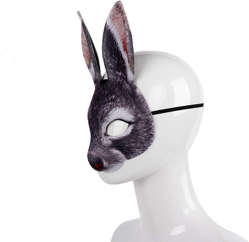 1Pcs Halloween Animal Mask Half Face Rabbit Ear Mask for Halloween Easter Costume Party Cosplay Props