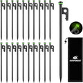 12Inch Heavy Duty Tent Stakes, 8PCS Tent Pegs Metal+Fluorescent Silicone Rings+ Storage Bag for Camping