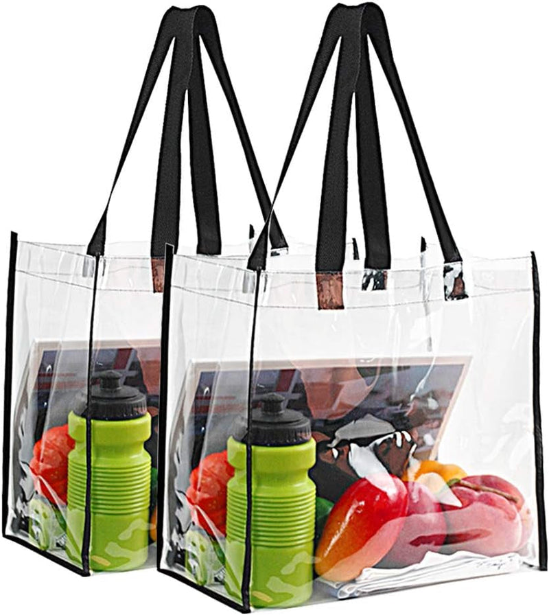 2-Pack Stadium Approved Clear Tote Bag, Stadium Security Travel & Gym Clear Bag, Perfect for Work, School, Sports Games and Concerts,12"X 12"X 6"