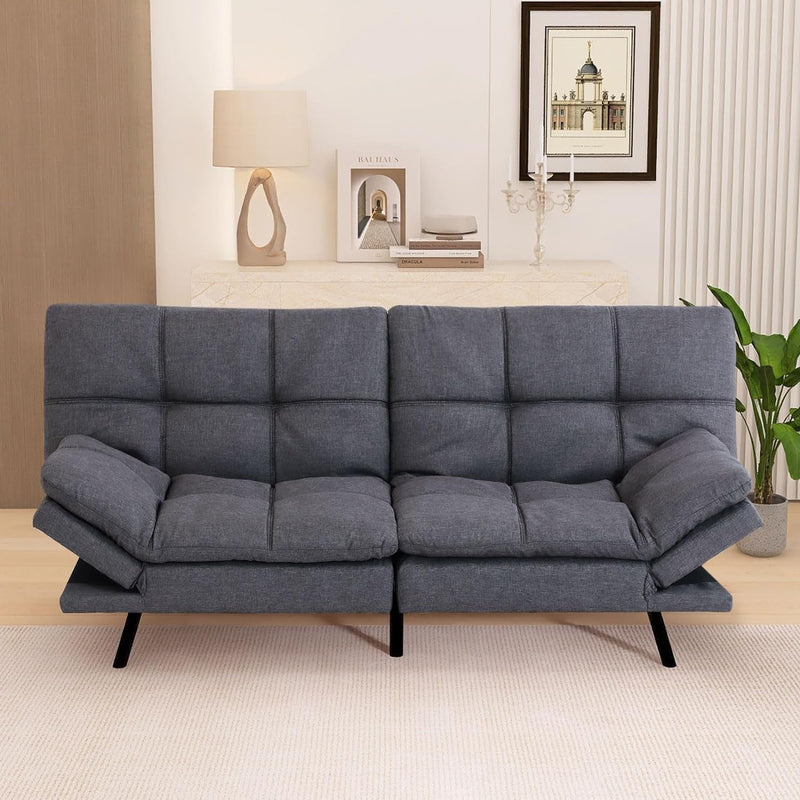 Convertible Sleeper Sofa,Memory Foam Futon Couch Bed Sofabed, Standard Grey
