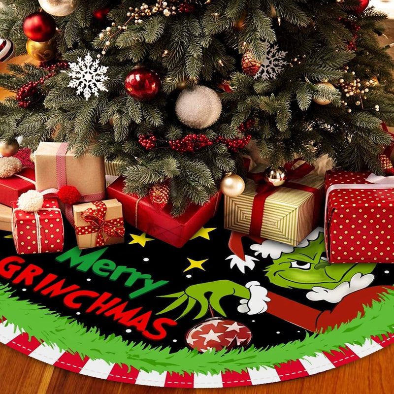 Christmas Tree Skirt 48 Inch, Soft and Funny Merry Christmas Tree Collar Farmhouse Xmas Holiday Decoration (Style 2)