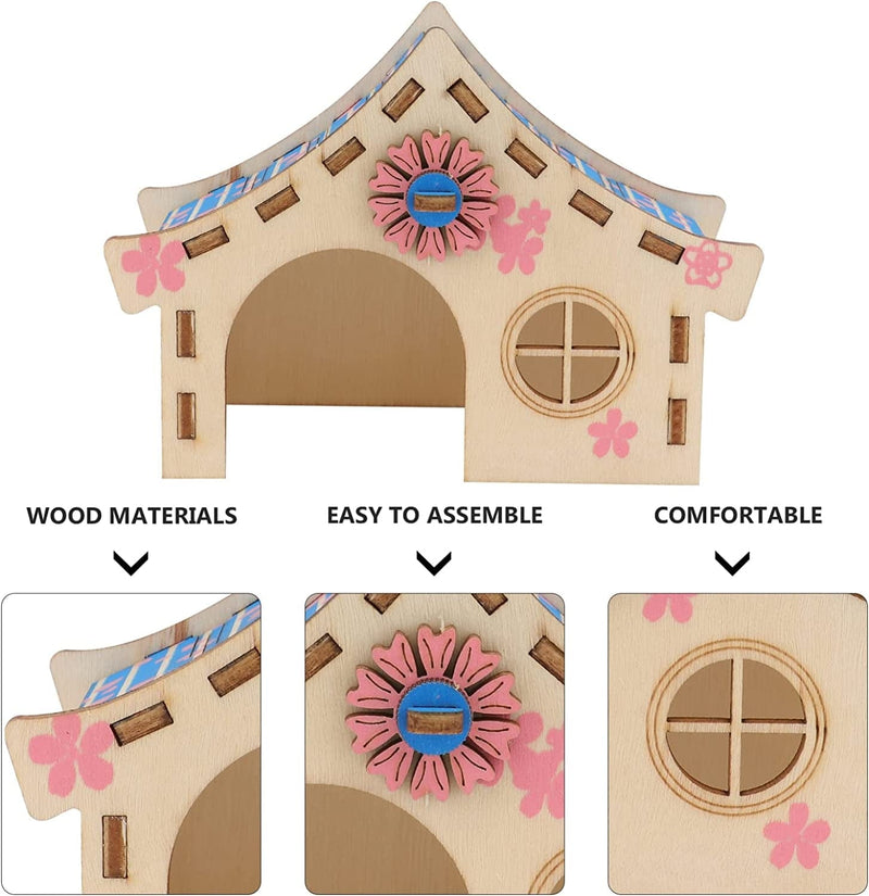 Balacoo 4 Pcs House Hamster Pet Home Exercise like for Bird Villa Play Toys Small Dwarf Detached Nest Accessories Nests Toy Chews Hideout Cage Wooden Animal Resting Hut Models Animals & Pet Supplies > Pet Supplies > Bird Supplies > Bird Cages & Stands Balacoo   