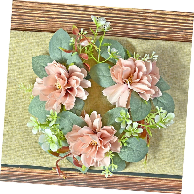 Artificial Eucalyptus Candle Wreath Greenery Pillar Candle Holder Rustic Farmhouse Decorative Wreath Fall Easter Christmas Wedding Home Table Centerpiece