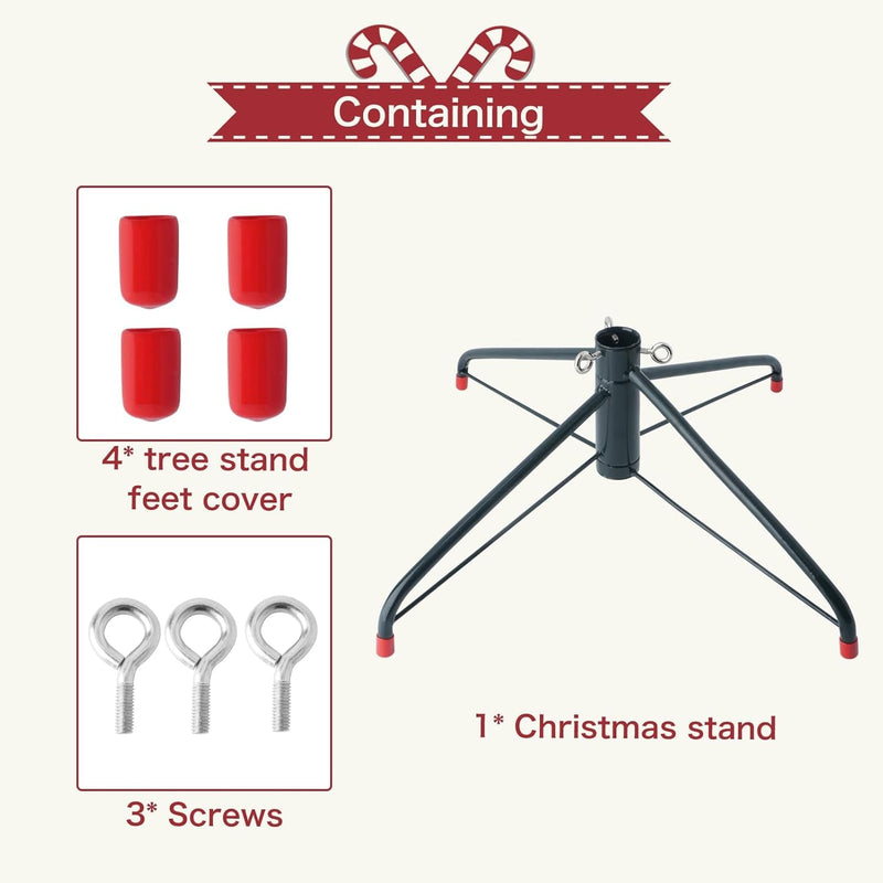 EZYDECOR Christmas Tree Stand for Artificial Trees 21.7" Tree Stand for Real Christmas Tree Metal Christmas Tree Base Replacement with Red Stand Foot Covers (55Cm)