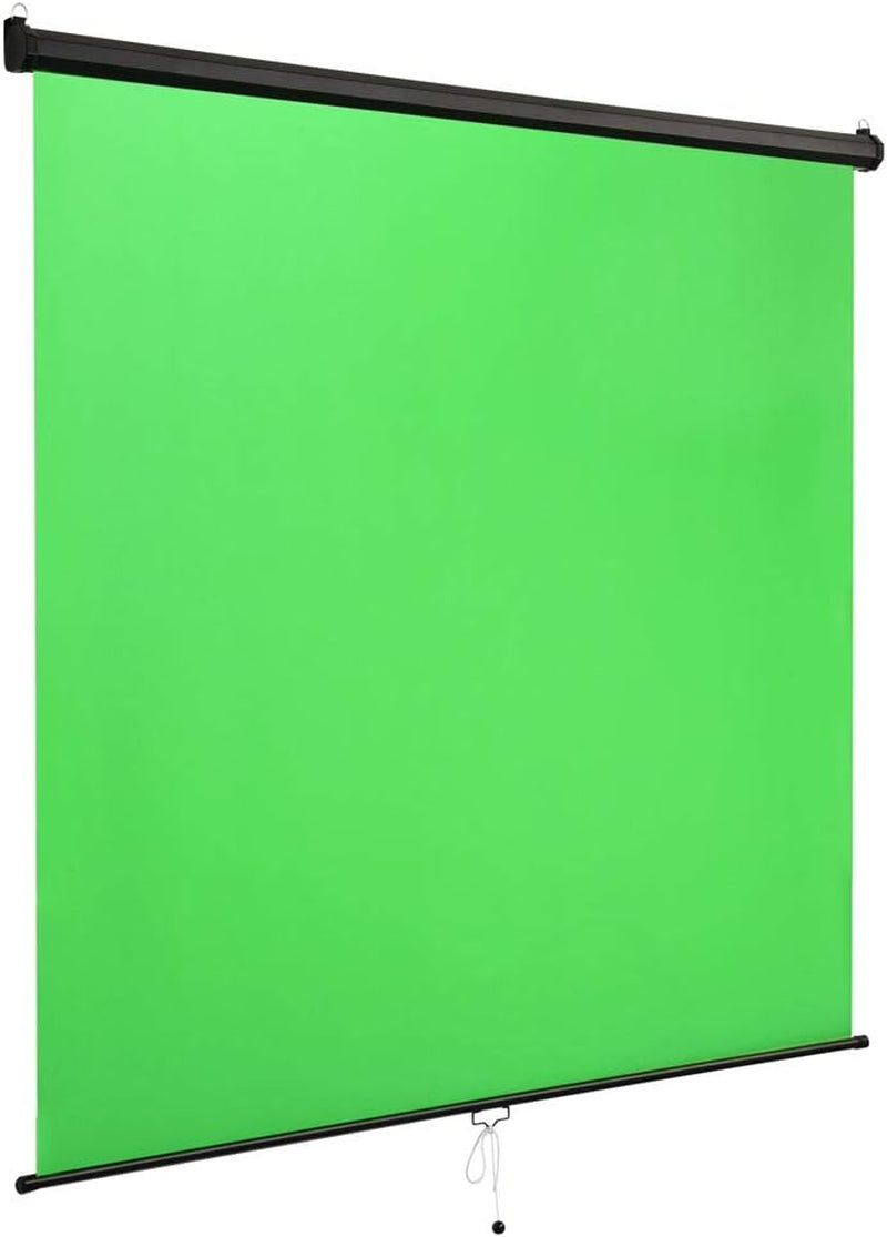 6 X 6 1/2 Ft Retractable Green Screen Backdrop with Self-Locking Wall or Ceiling Mounted Quick Retract Design for Photo, Video, Virtual, Interview Studios or Home Studios for Live Game, Live Stream