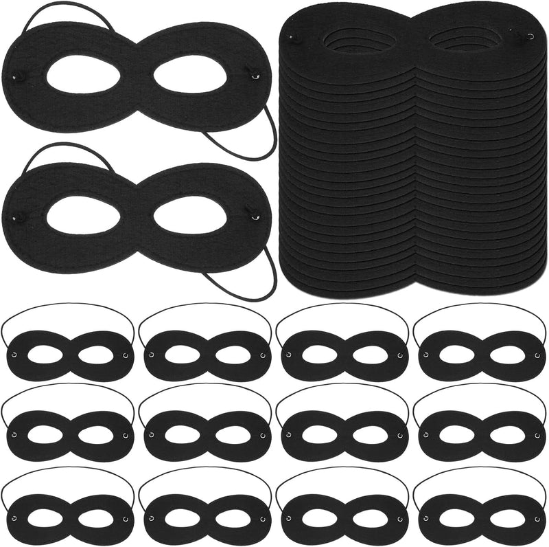 60 Pcs Black Felt Eye Masks Halloween Costumes Masquerade Half Mask Bulk Hero Cosplay Adjustable Dress up Masks for Men Women Kids Party