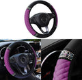 Bling Car Steering Wheel Cover, 15 Inch Rhinestones Soft Leather Elastic Steering Wheel Protector, Sparkly Crystal Diamond for Women Girls, Car Interior Accessories for Most Cars (Black)