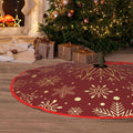 Christmas Tree Skirt Red Xmas Tree Skirts with Snowflake Christmas Tree Mat for Farmhouse Home Christmas Decorations Holiday Party 48 Inch (Gold, 48Inch)