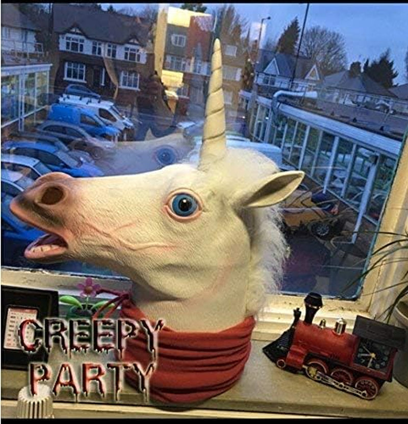 Creepy Party Animal Mask Unicorn Mask Deluxe Novelty Halloween Costume Party Latex Animal Head Mask Unicorn Mask