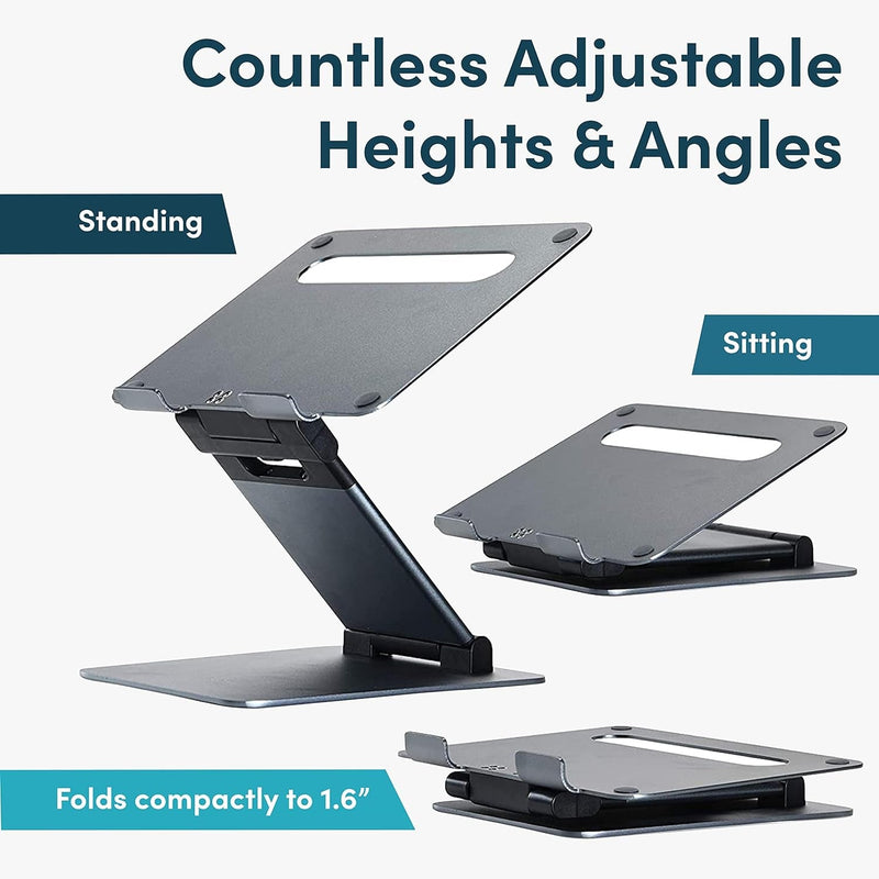 Ergonomic Laptop Stand for Desk, Adjustable Height up to 20", Laptop Riser Portable Computer, Laptop Stands, Fits All Macbook, Laptops 10 15 17 Inches, Pulpit Laptop Holder Desk Stand