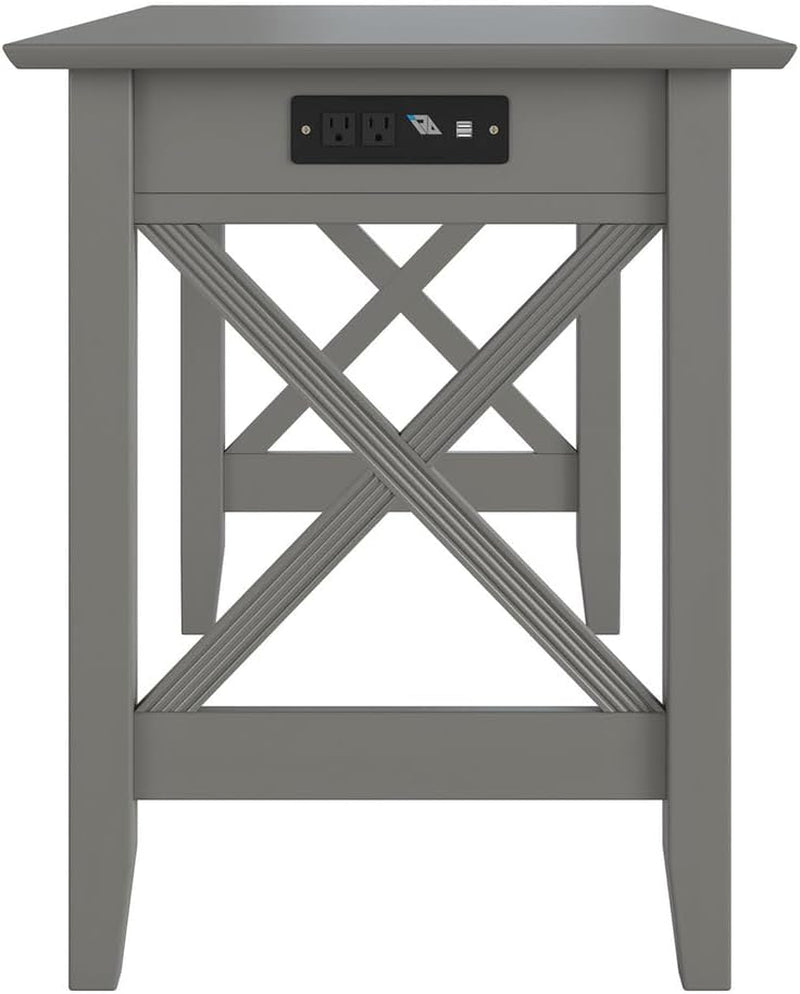 AFI Lexi Desk with Drawer and Charger Grey