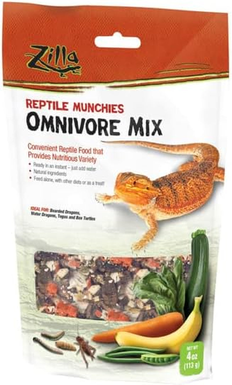 3 PACK ZILLA FREEZE DRIED REPTILE MUNCHIES OMNIVORE MIX 4 OZ (3 BAGS for a TOTAL of 12 OZ of FOOD!)