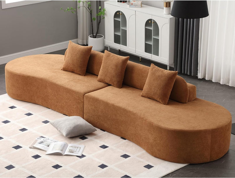 125" Curved Sofa for Living Room,Modern Sectional Curved Sofa with Pillows,2 PC Free Combination,Comfy 4-Seater Oversized Boucle Fabric Sofa, Modular Sectional Living Room Sofa Set