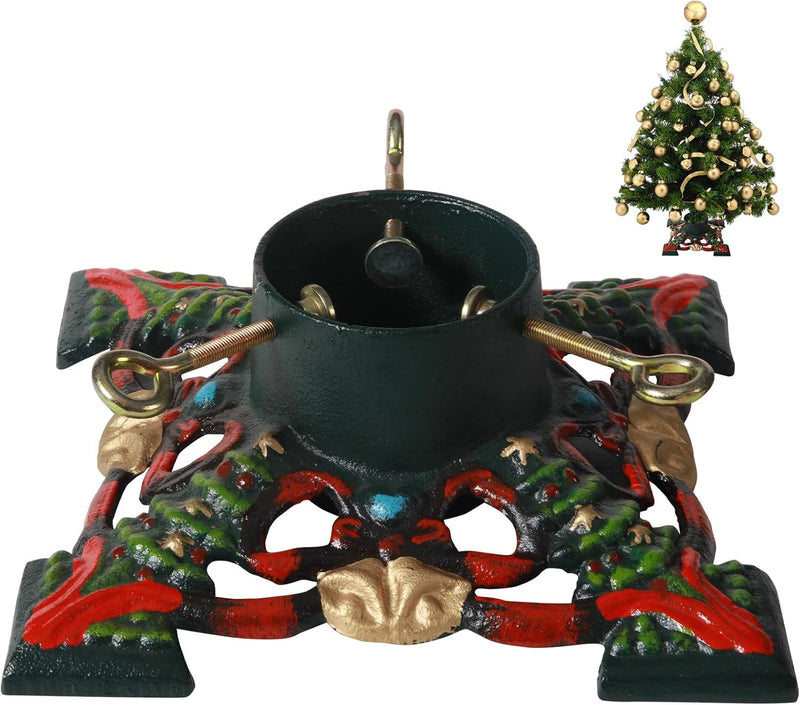 Christmas Tree Stand for Real Trees,Heavy Duty Xmas Tree Holder Base Cast Iron Fits up to 8FT Artificial Trees for Christmas Tree Decoration