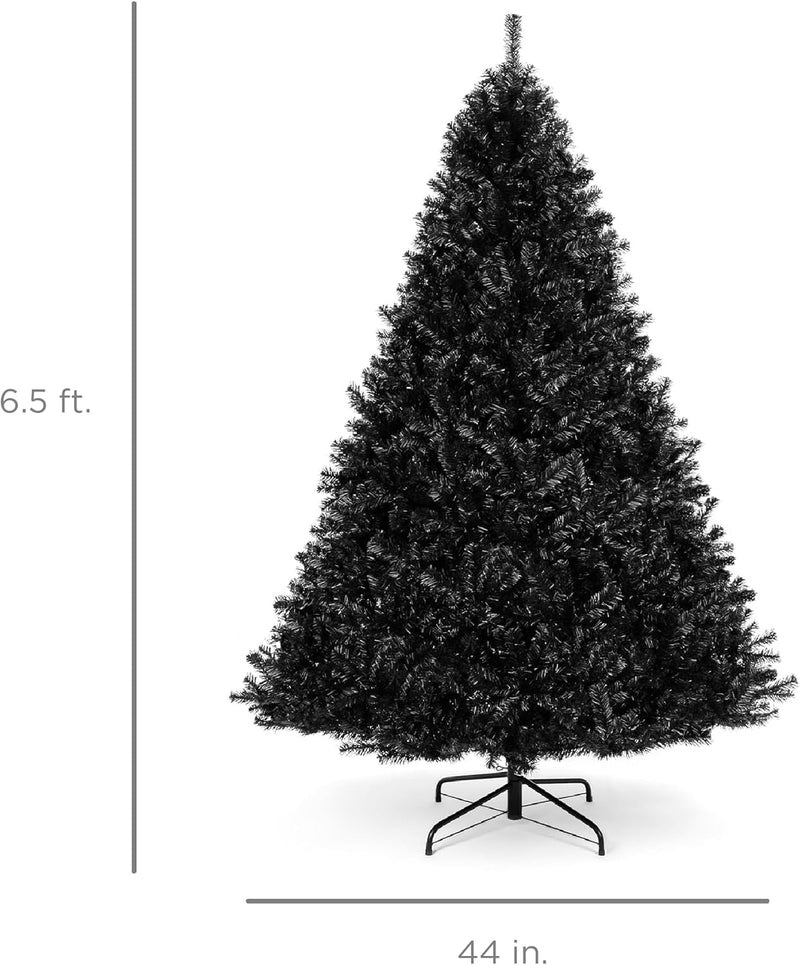 Best Choice Products 6Ft Artificial Full Black Christmas Tree Seasonal Holiday Decoration for Home, Office, Party Decoration W/ 947 PVC Branch Tips, Metal Hinges, Foldable Base