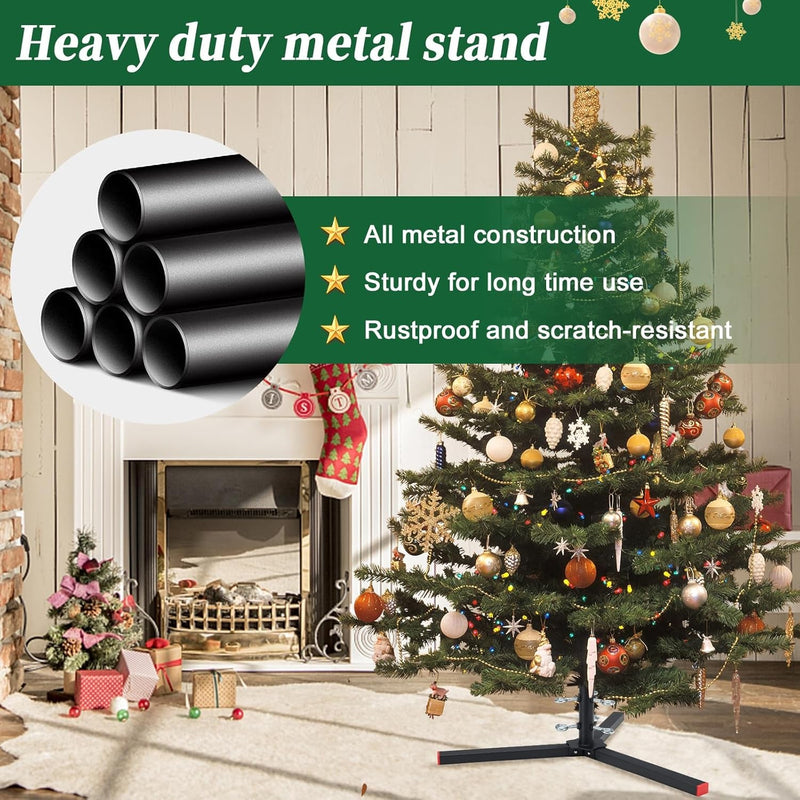 Christmas Tree Stand for Artificial Trees, Universal Metal Christmas Tree Base Replacement Christmas Tree Holder Stand for 4-10FT Xmas Tree, Fits Tree Trunk Less than 1.1 Inch Diameter