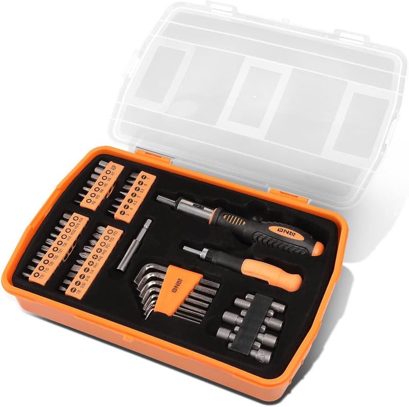 DNA Motoring TOOLS-00032 18 Piece Mechanic'S Home Repair Tool Set, Includes Pliers, Wrench, Hex Keys, Screwdrivers, Scissors, and Tape Measurer, 1 Kit, Orange/Black