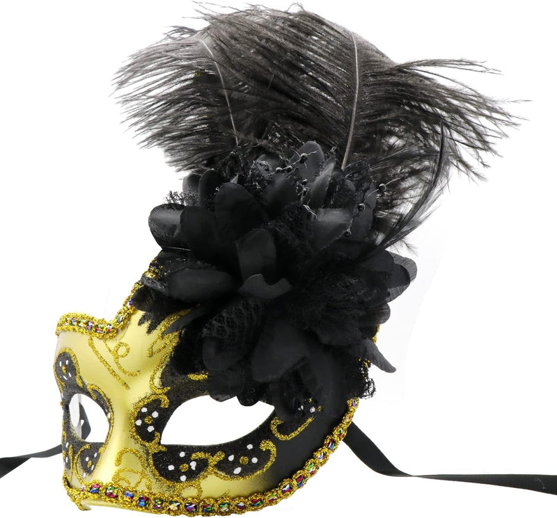 Coddsmz Women Feather Masquerade Mask Venetian Party Mask Mardi Gras Masks Princess Fancy Dress Mask Halloween Costume Mask