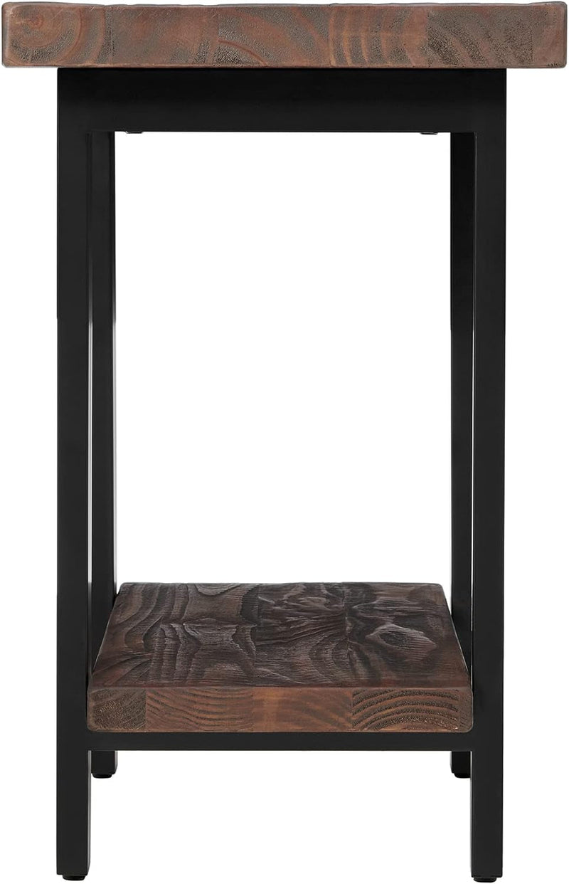 Alaterre Furniture Pomona Metal and Wood End Table, 17 in X 27 in X 27 In, Brown