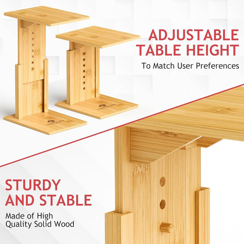 Adjustable Wooden C Table End Table - Bamboo C Shaped Side Table - behind Couch Table Tray, C Table for Couch Side Table, Couch Tables That Slide under - C Side Table Living Room, Laptop