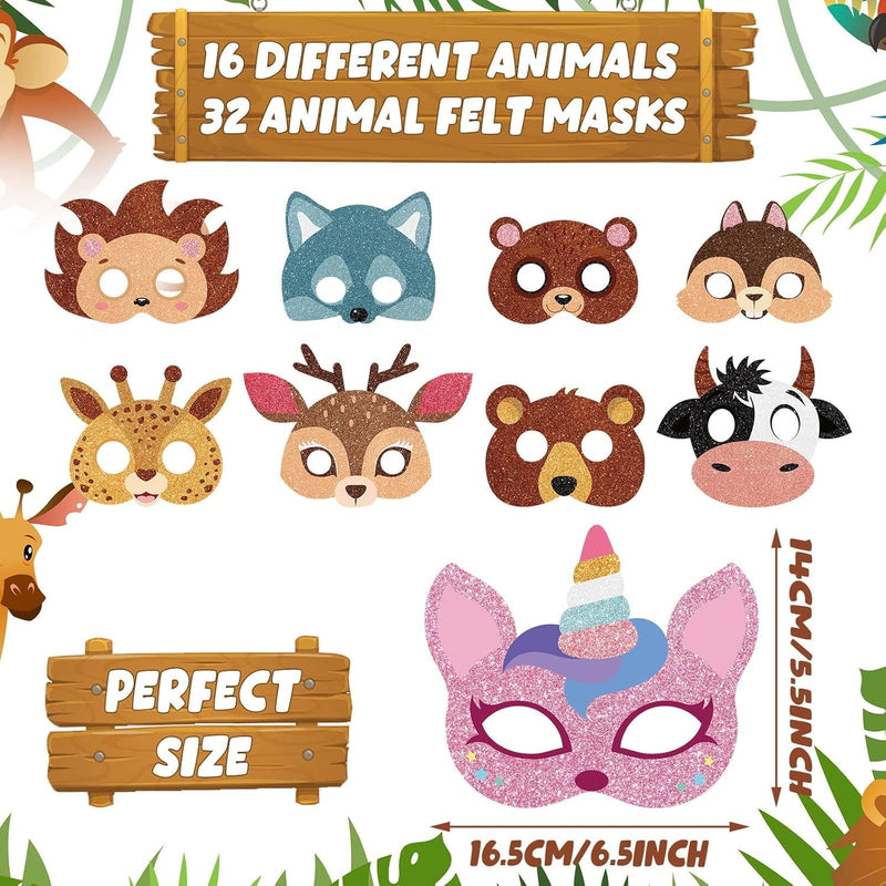 48 Pcs Safari Jungle Animal Masks Wild Animal Theme Birthday Party Favors Costumes Dress up Party Supplies 24 Designs Animal Masks for Kid Halloween