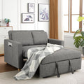 Umwandelbares Schlafsofa, 3-in-1-Schlafsofa, Ausziehcouch, 2-Sitzer-Futonsofa aus Leinenstoff mit Federunterstützung, verstellbare Rückenlehne für kleine Räume, Wohnzimmer, Olivgrün