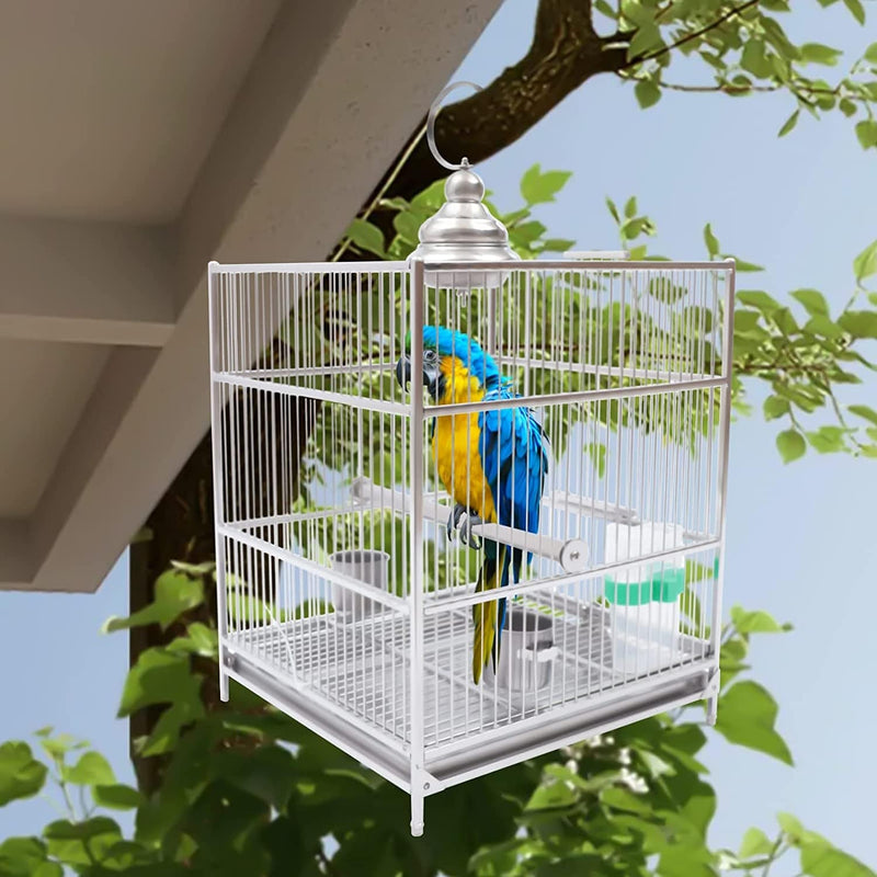 Bird Cage Hanging Bird Cage Parakeet Cage Accessories Outdoor Pet Bird Travel Cages Perches with Stand, for Conure Parekette Cockatiel Finch Macaw Cockatoo Pet House Animals & Pet Supplies > Pet Supplies > Bird Supplies > Bird Cages & Stands OUKANING   