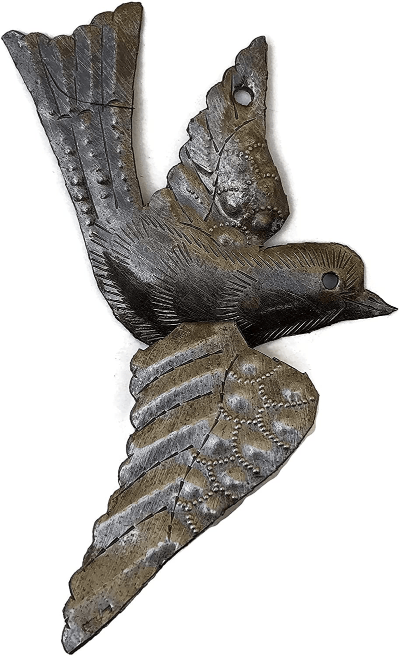 Bird Metal Wall Decor, Set of 5, 3D Wings, Small Hanging Birds, Ornaments, Bird Lovers Collection, Indoor Outdoor Hanging Figurines, Fall Decor Handmade in Haiti 5 x 4.5 inches Home & Garden > Decor > Artwork > Sculptures & Statues It's Cactus   