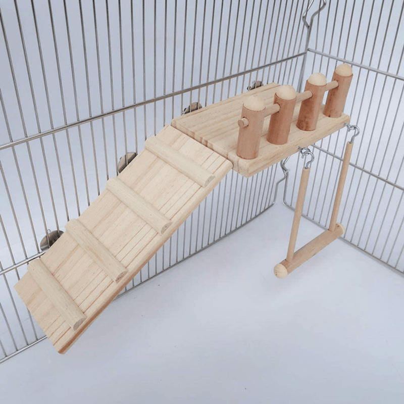 Bird Perches Cage Toys Bird Wooden Play Gyms Stands with Climbing Ladder, Parrot Play Stand and Bird Swing Conure for Green Cheeks, Baby Lovebird, Chinchilla, Hamster, Bird Cage Chewing Toys Sets Animals & Pet Supplies > Pet Supplies > Bird Supplies ADNIKIA   