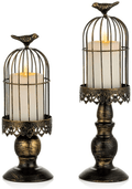 Birdcage Candle Holder Vintage Candlestick Holders, Wedding Candle Centerpieces for Tables, Iron Candleholder Set Home Decor, Distressed Ivory Home & Garden > Decor > Home Fragrance Accessories > Candle Holders Sziqiqi Distressed Black  