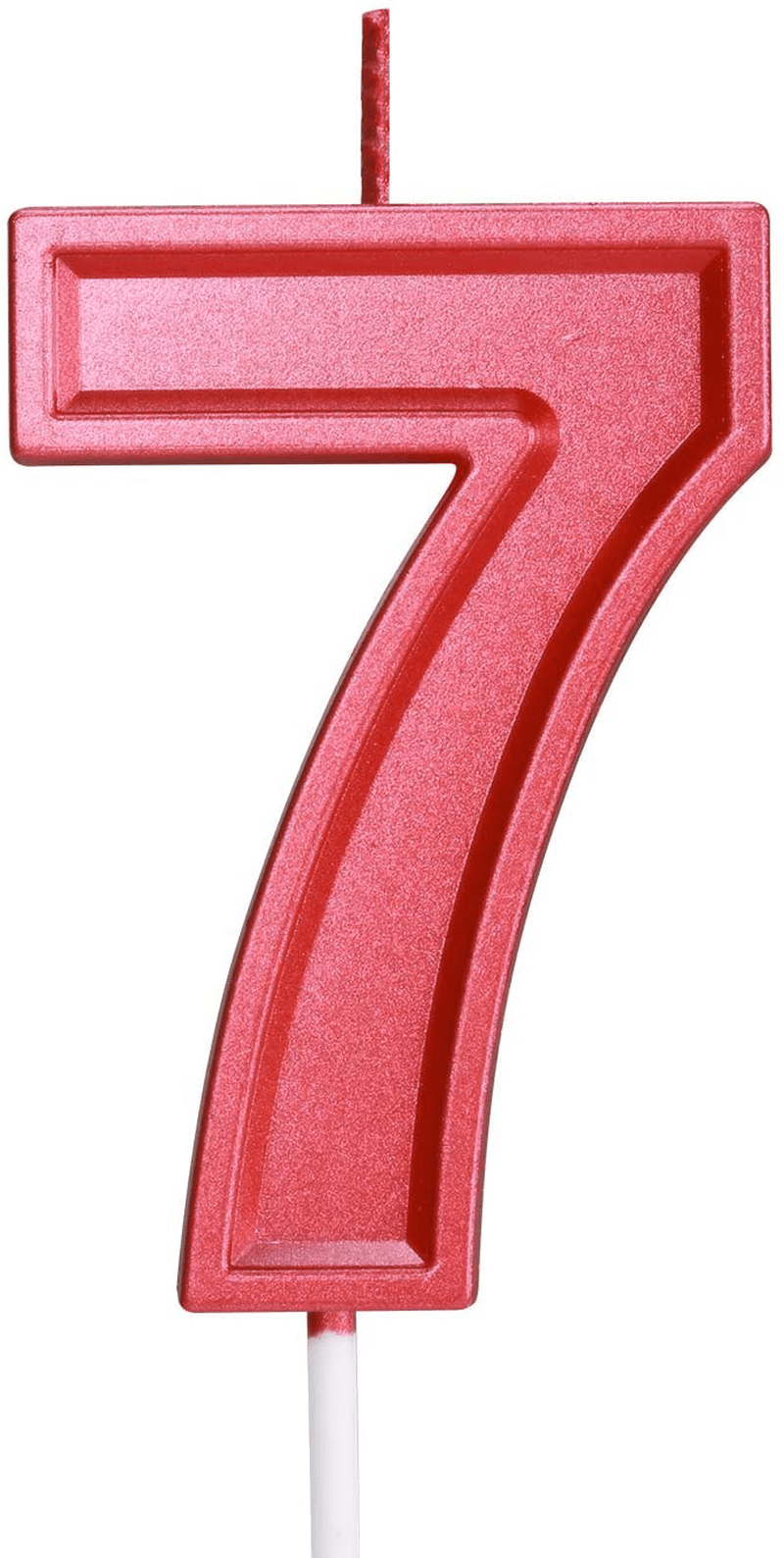 Birthday Candle Numbers Red Glitter Happy Birthday Numeral for Weddings, Reunions, Theme Party Perfect Baby’s Pet’s Birthday Cake Candle (Red, 7)